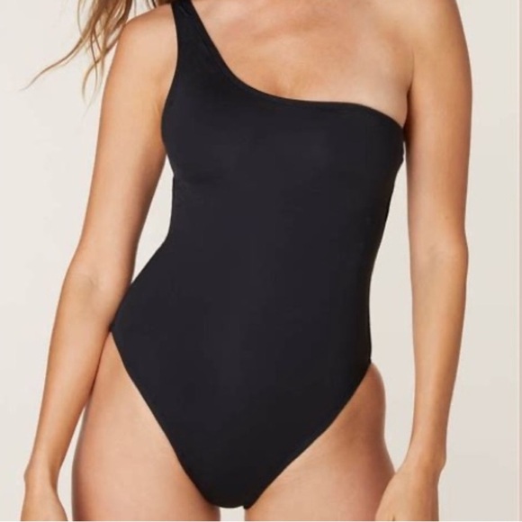 Andie Swim The Nantuckit One-Piece One-Shoulder Swimsuit Black - Picture 3 of 7